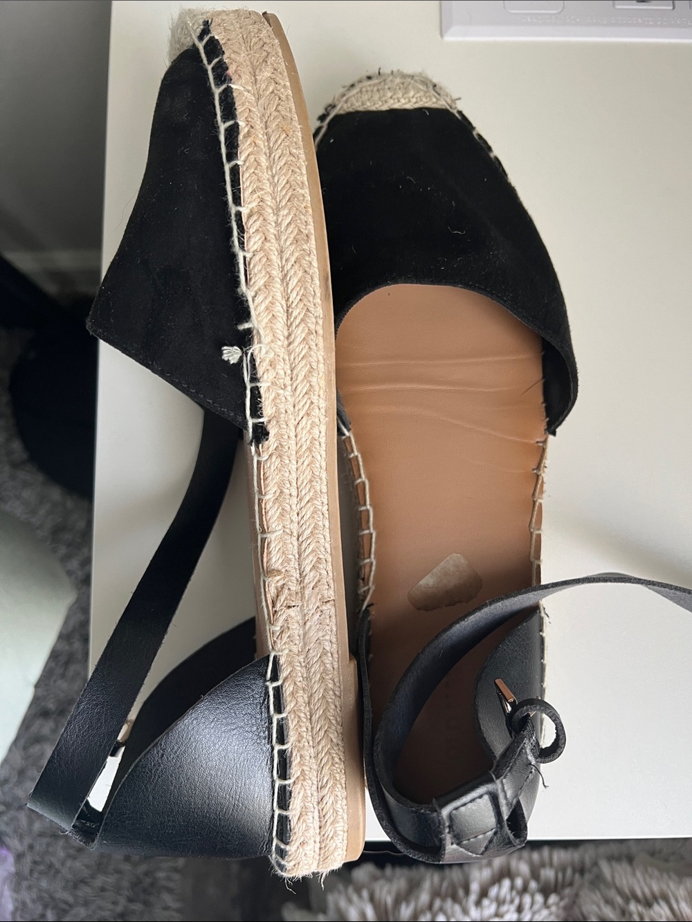 Black Espadrille Platform Sandals with Ankle Strap